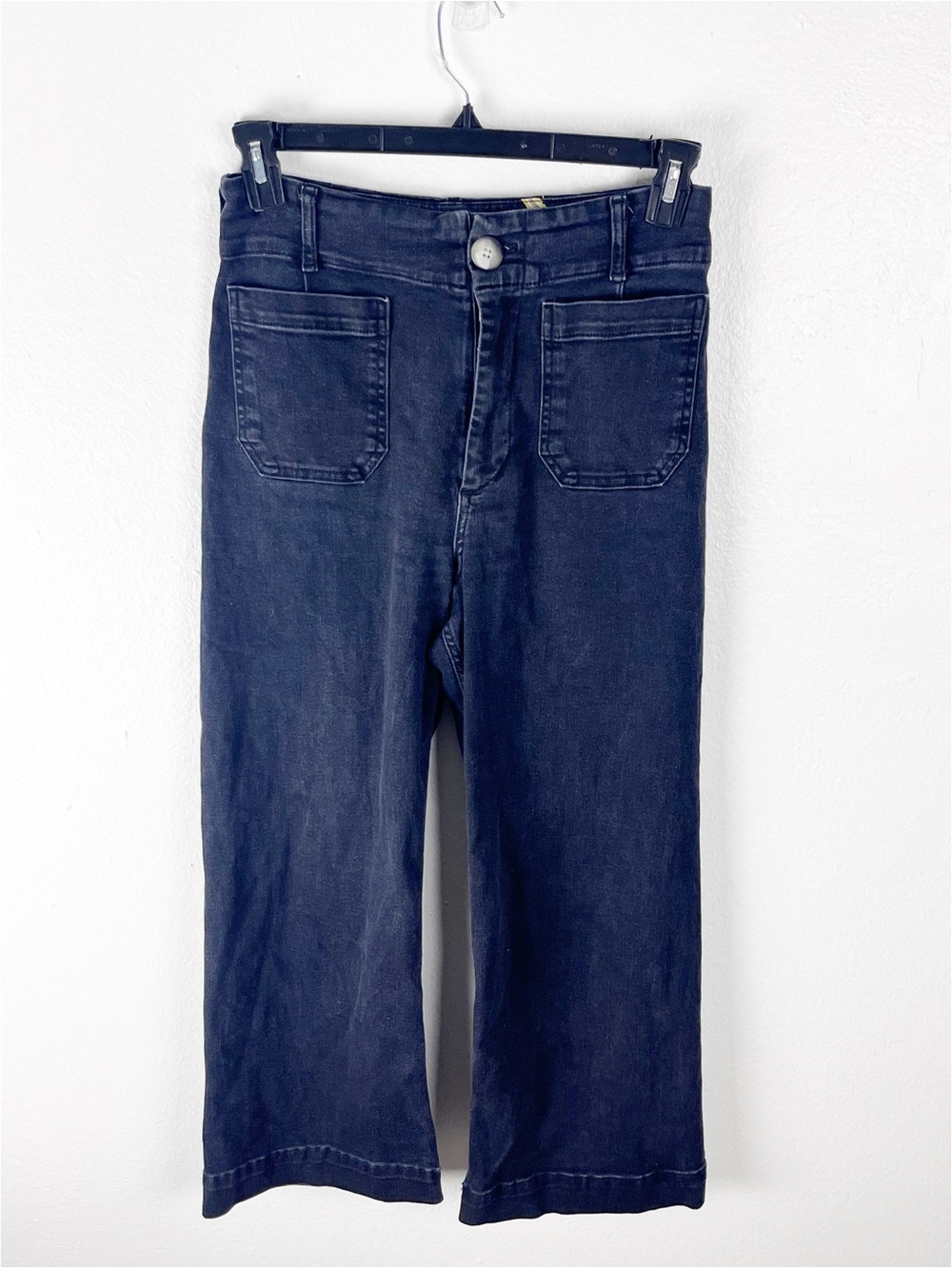 ANTHROPOLOGIE MAEVE The Colette Black Cropped High. rise Wide Leg Jeans 28 Boho